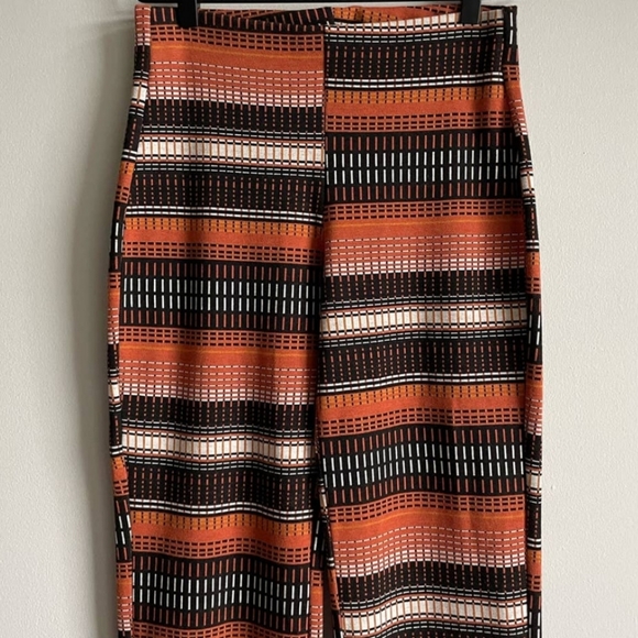 🆕 Urban Outfitters Retro Pull-On Stretch Pants (Burnt Orange-Black-Cream) - Picture 6 of 12